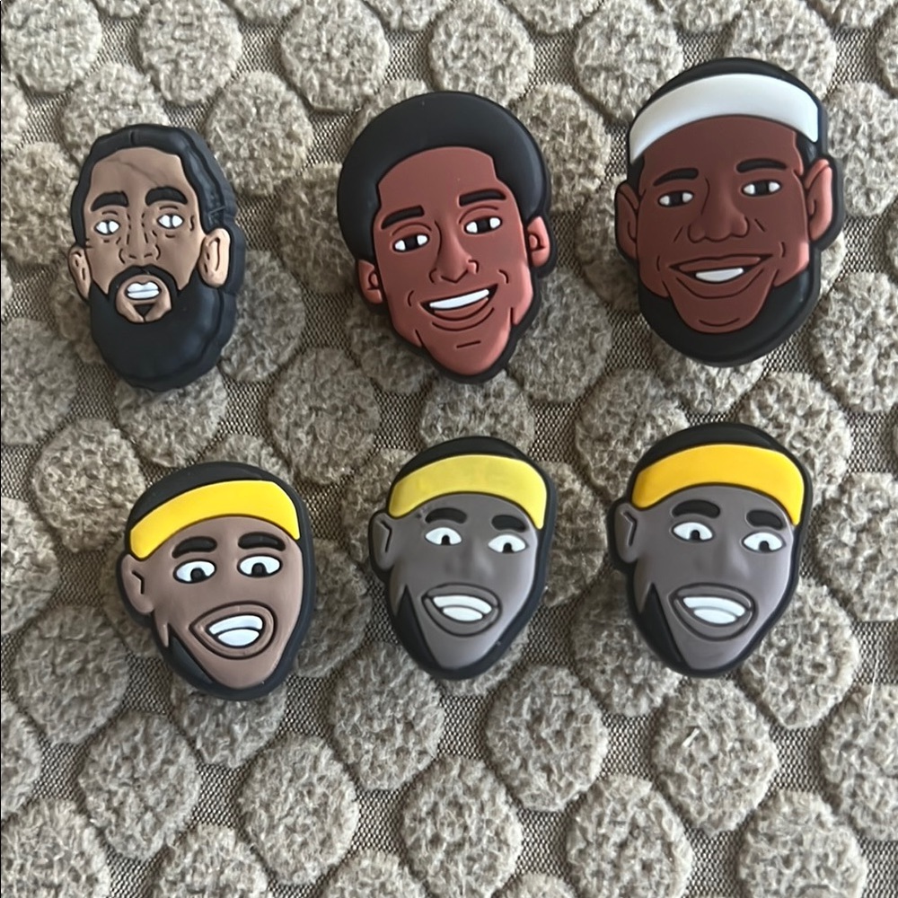 Set of 6 Basketball Player Shoe Charms